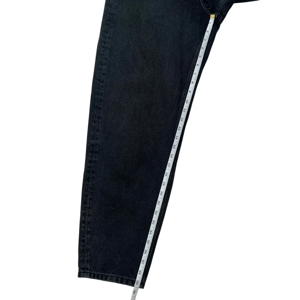 Re/Done Black 80s Peg Leg Hidden Button Fly Tapered Leg Jeans Black Wash SZ 28